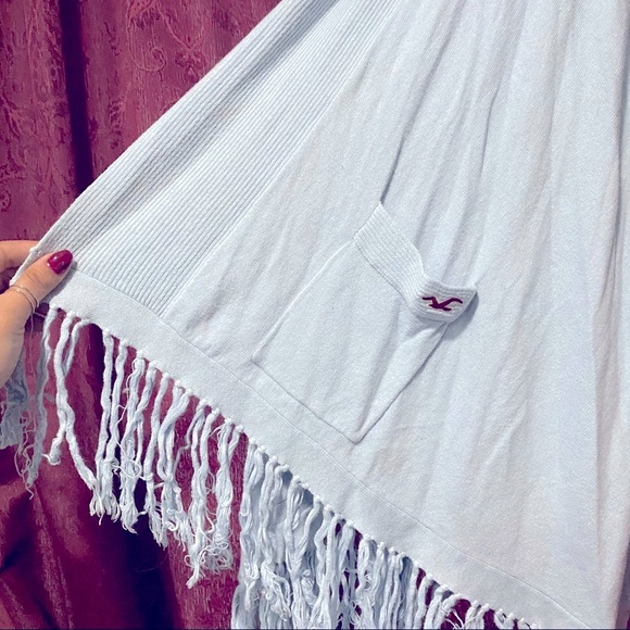 Hollister Light Blue Sleeveless Fringe Cardigan - Picture 5 of 5
